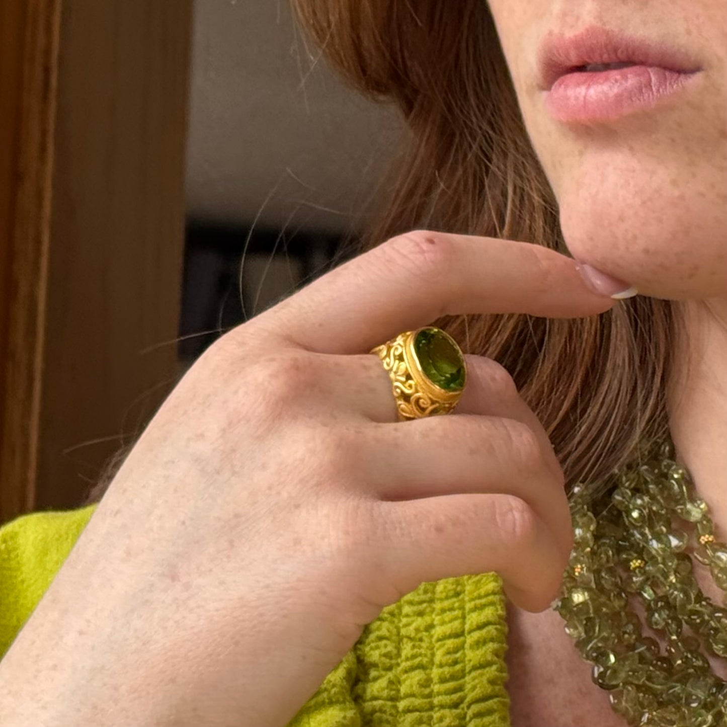 "Leaf Tata" Ring (Citrine, 22k Gold)