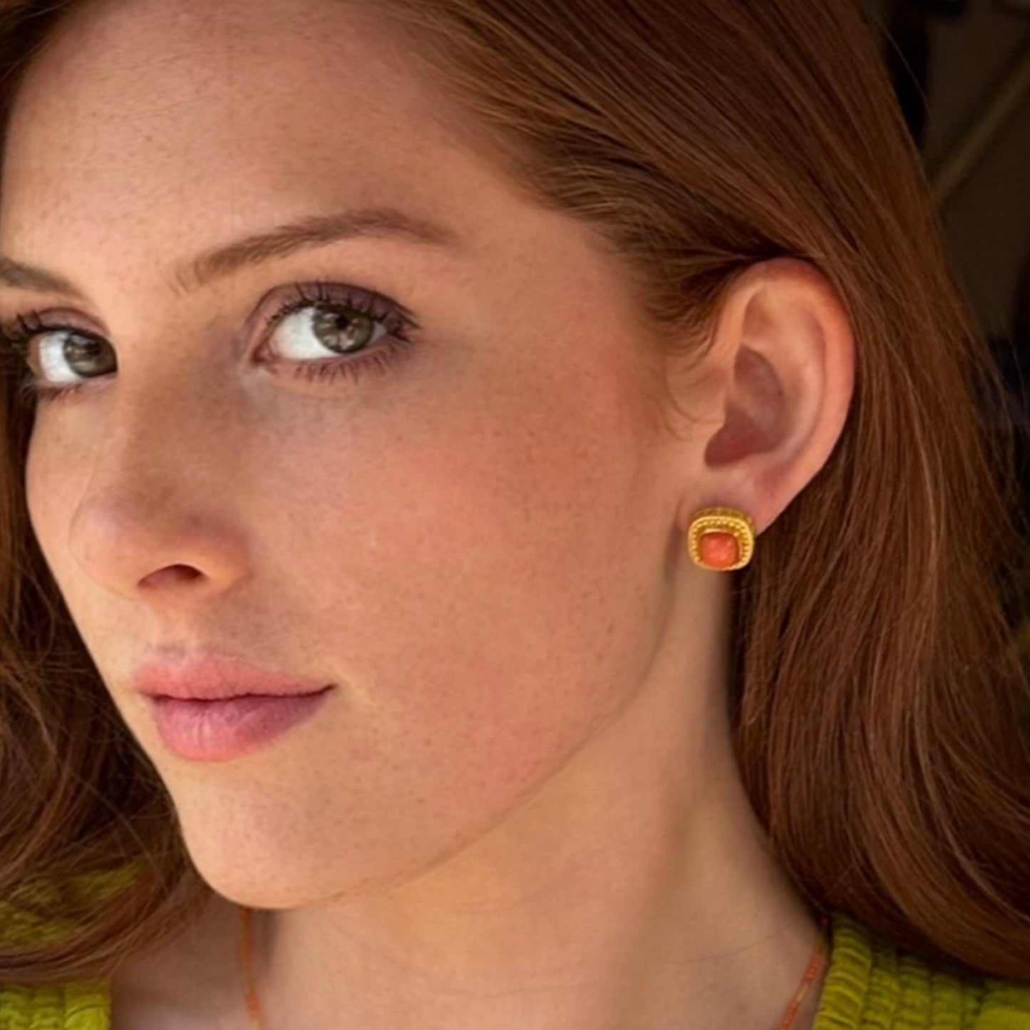 "Susie Spiral" Drops for Hook Earrings (Italian Coral, 22k Gold)