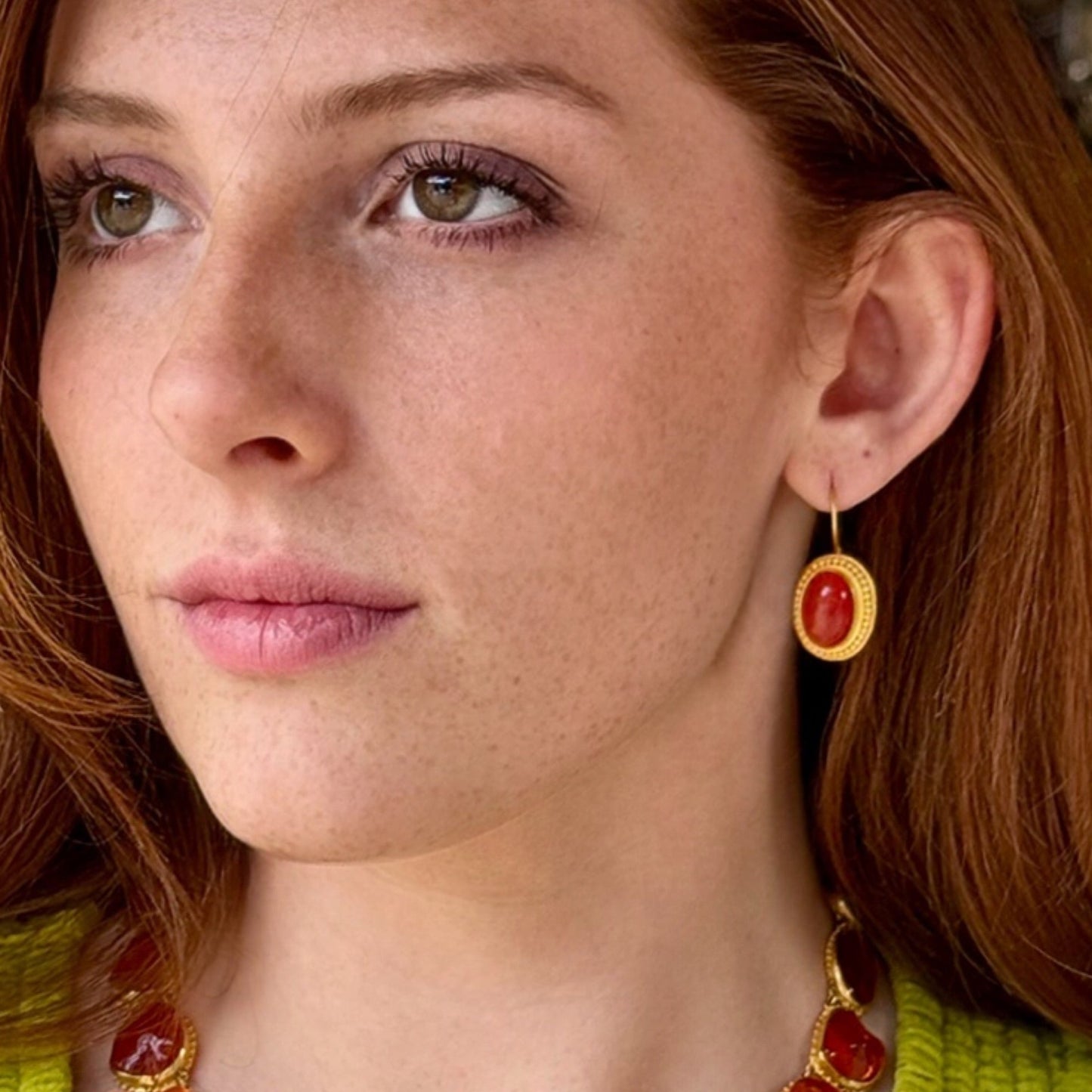 "Asri" Hook Earrings (Mexican Fire Opal, 22k Gold) SOLD