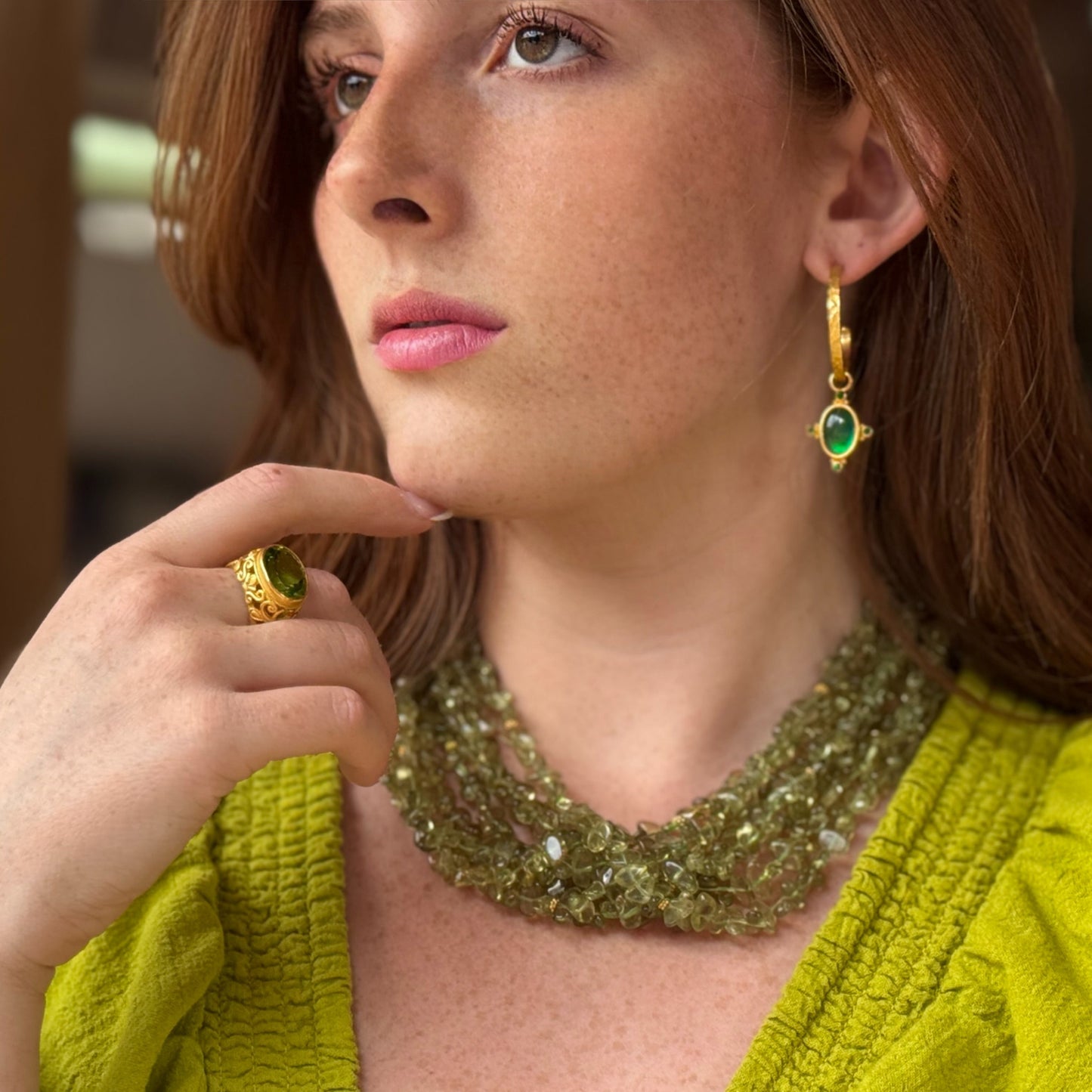"Multi Twist Torsade" Necklace (Green Garnet, 18k, 22k Gold)