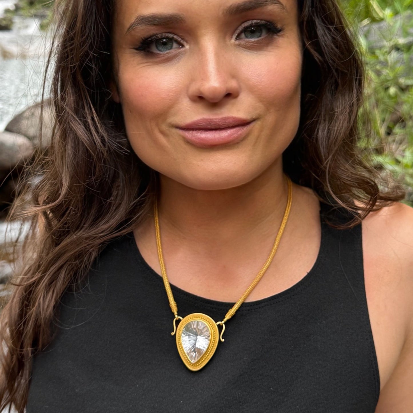 "Zsa Zsa" Necklace (White Topaz, 22k Gold)