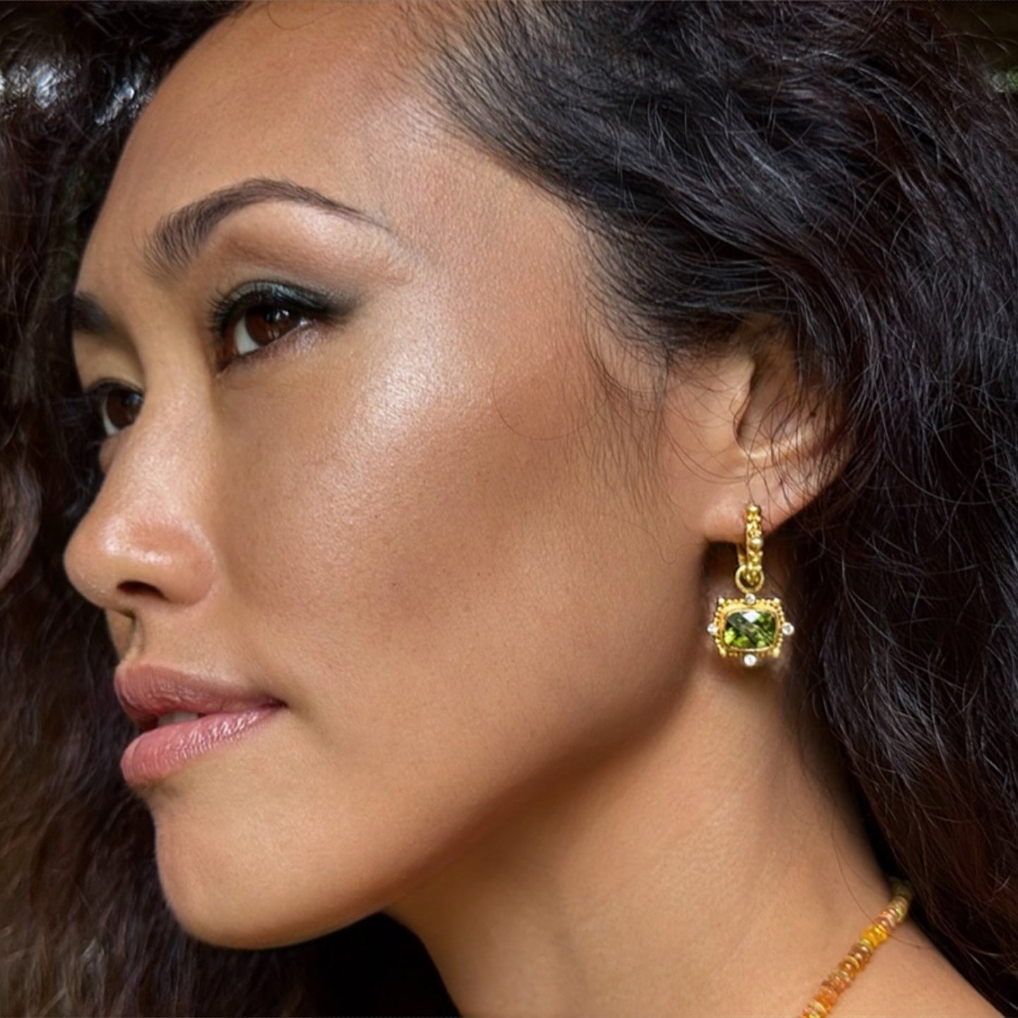 "Sardinia" Drops for Hoop Earrings (Peridot, White Sapphire, 22k, 18k Gold)