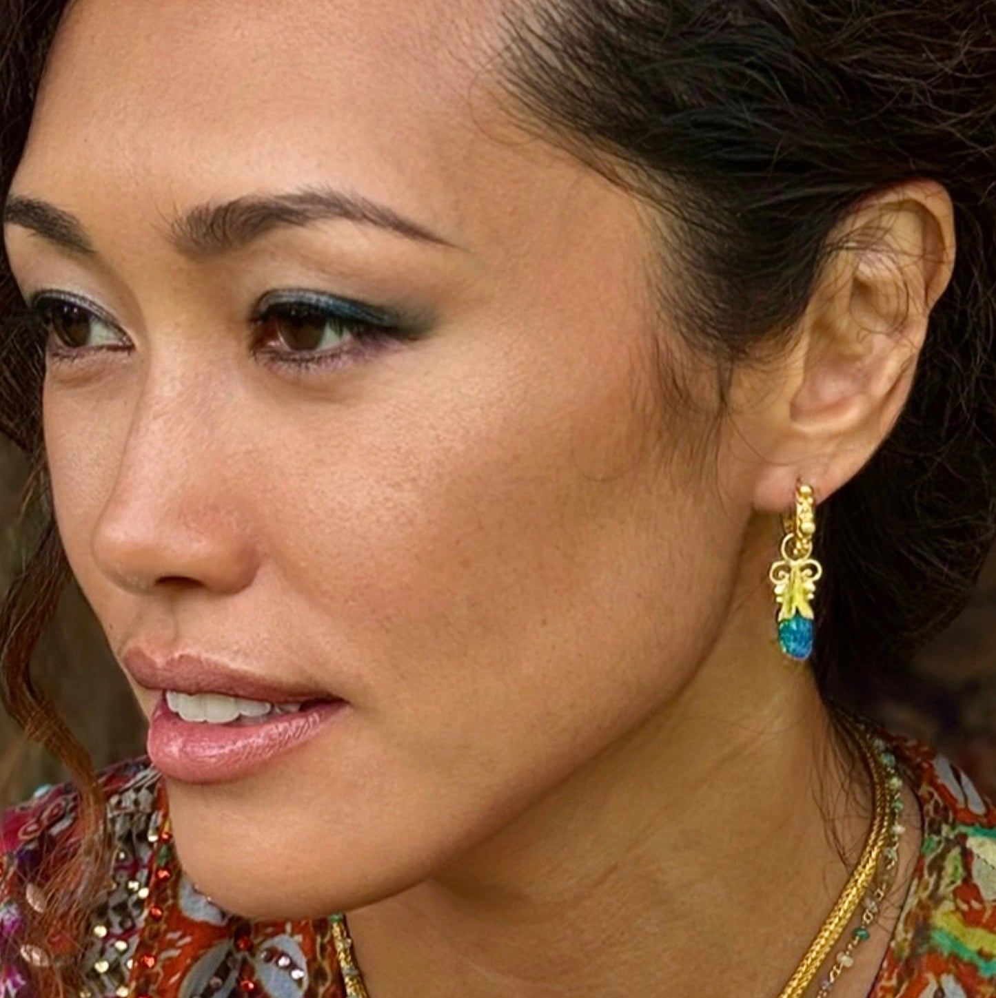 "Kilauea" Drops for Hoop Earrings (Australian Opal, 18k, 22k Gold)