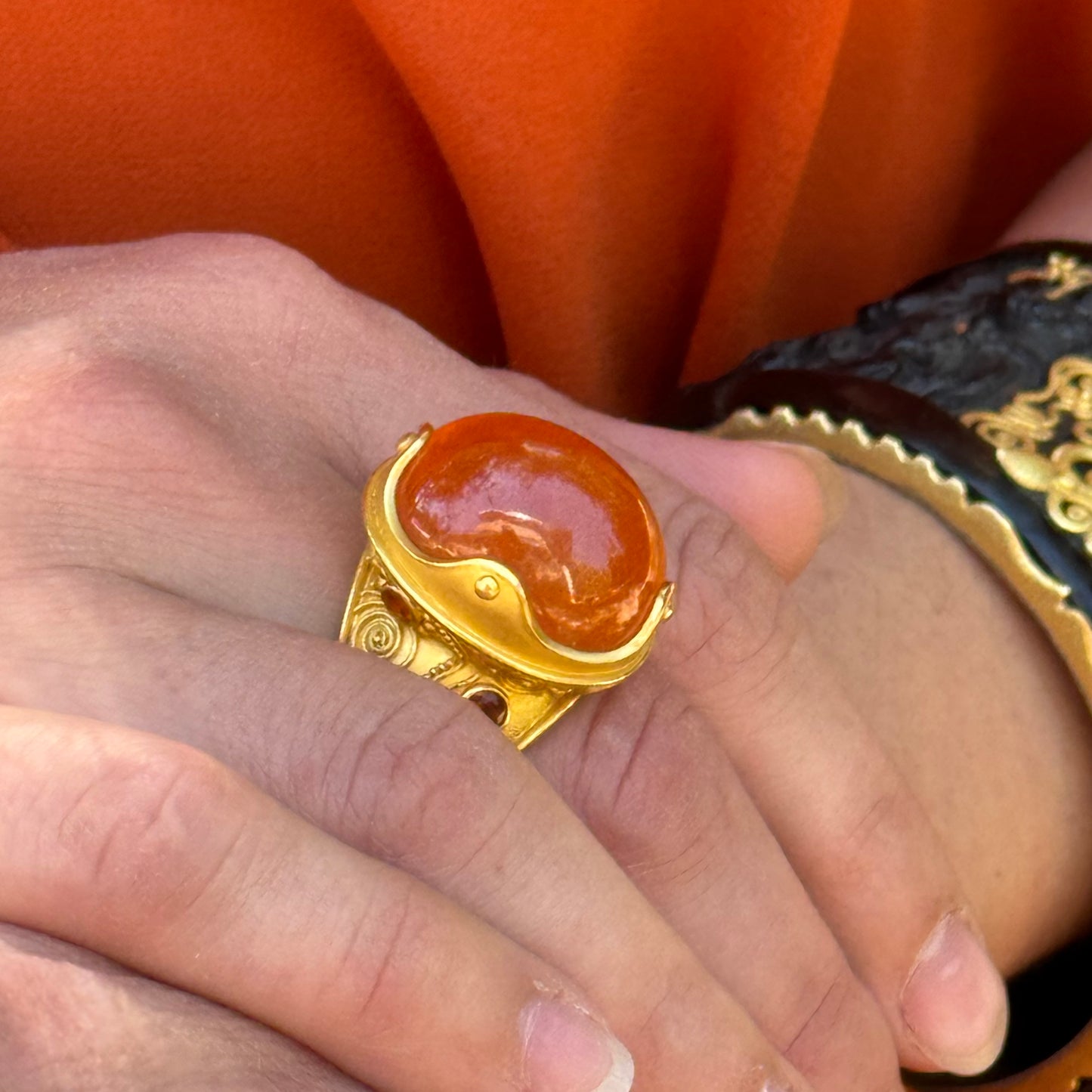 "Klimt" Ring (Mandarin Garnet, 22k Gold)
