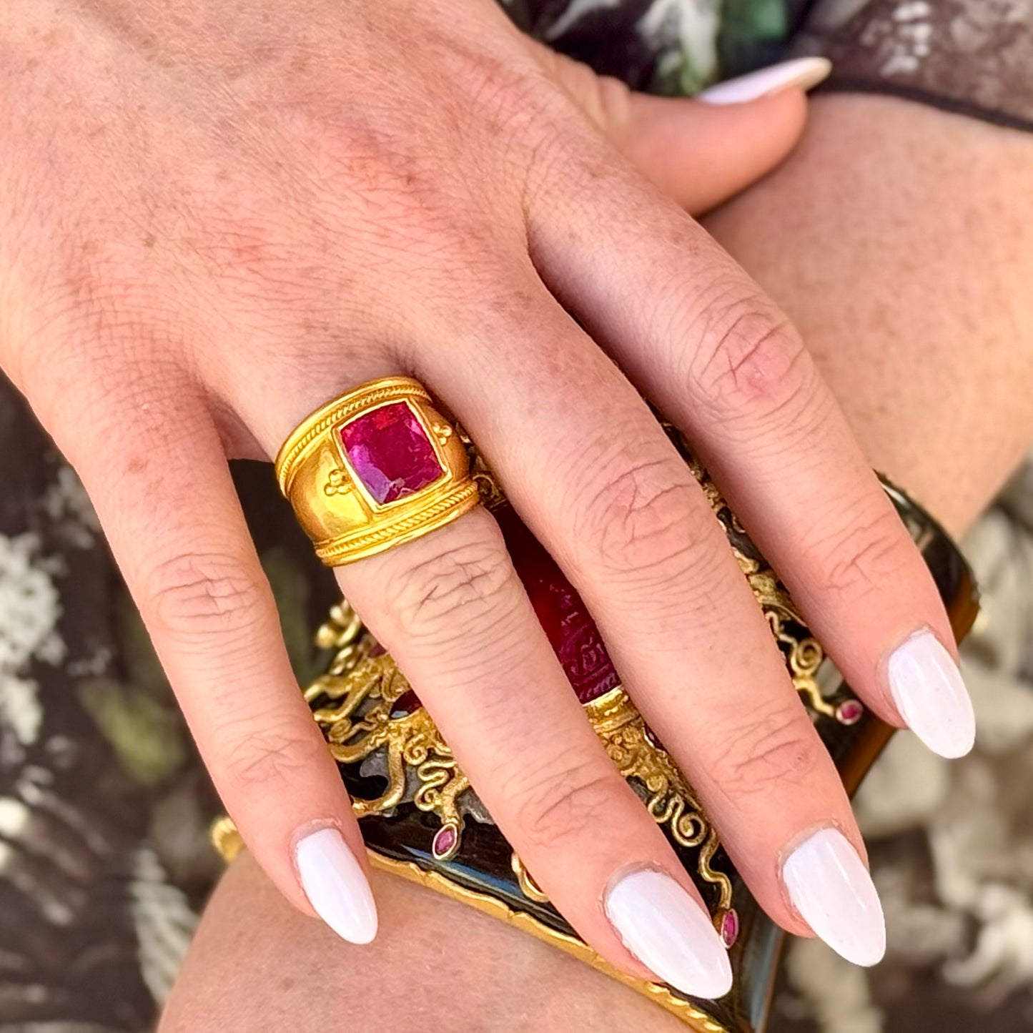 "Cheryl" Band Ring (Rubellite Tourmaline, 22k Gold)