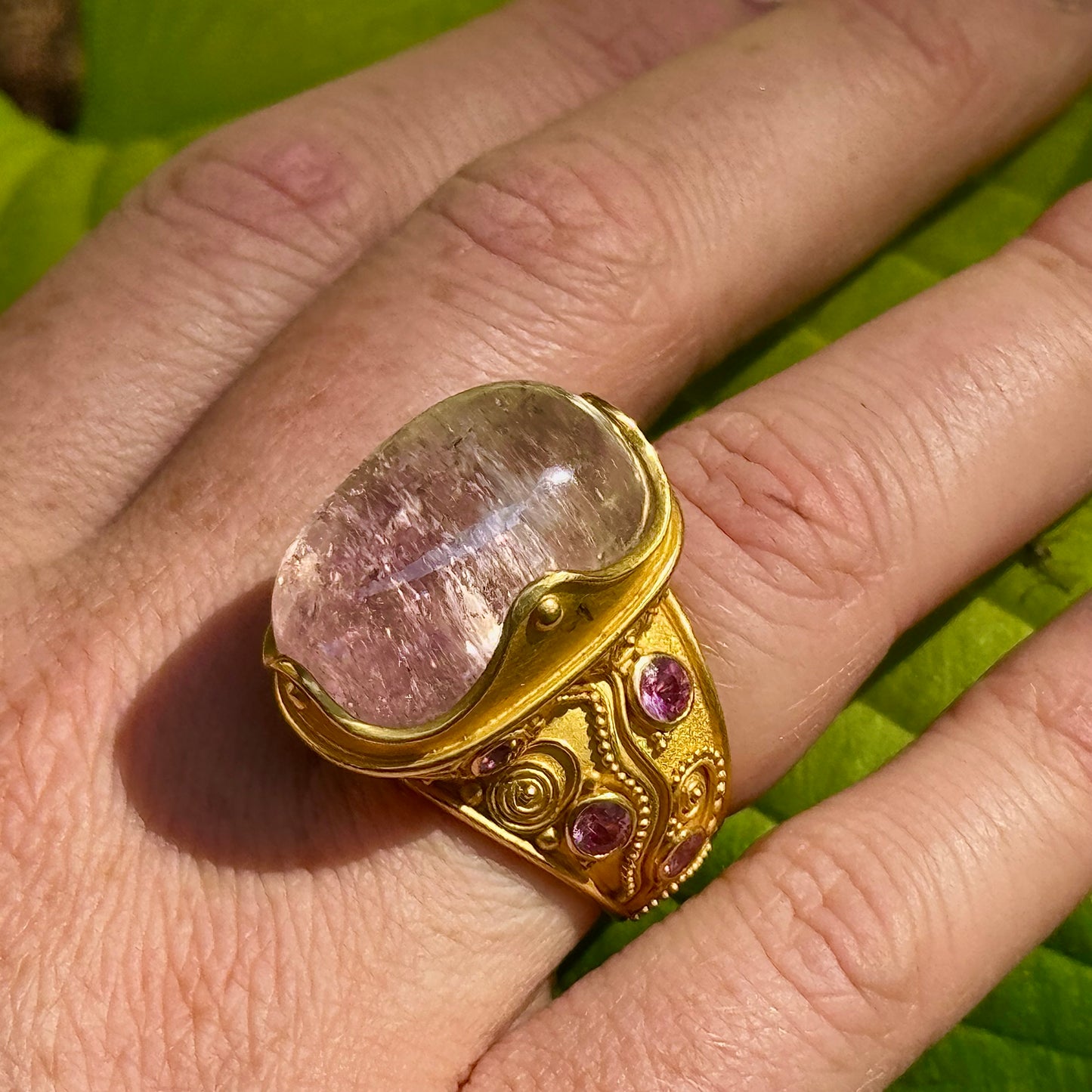 "Klimt" Ring (Kunzite, Pink Sapphire, 22k Gold)