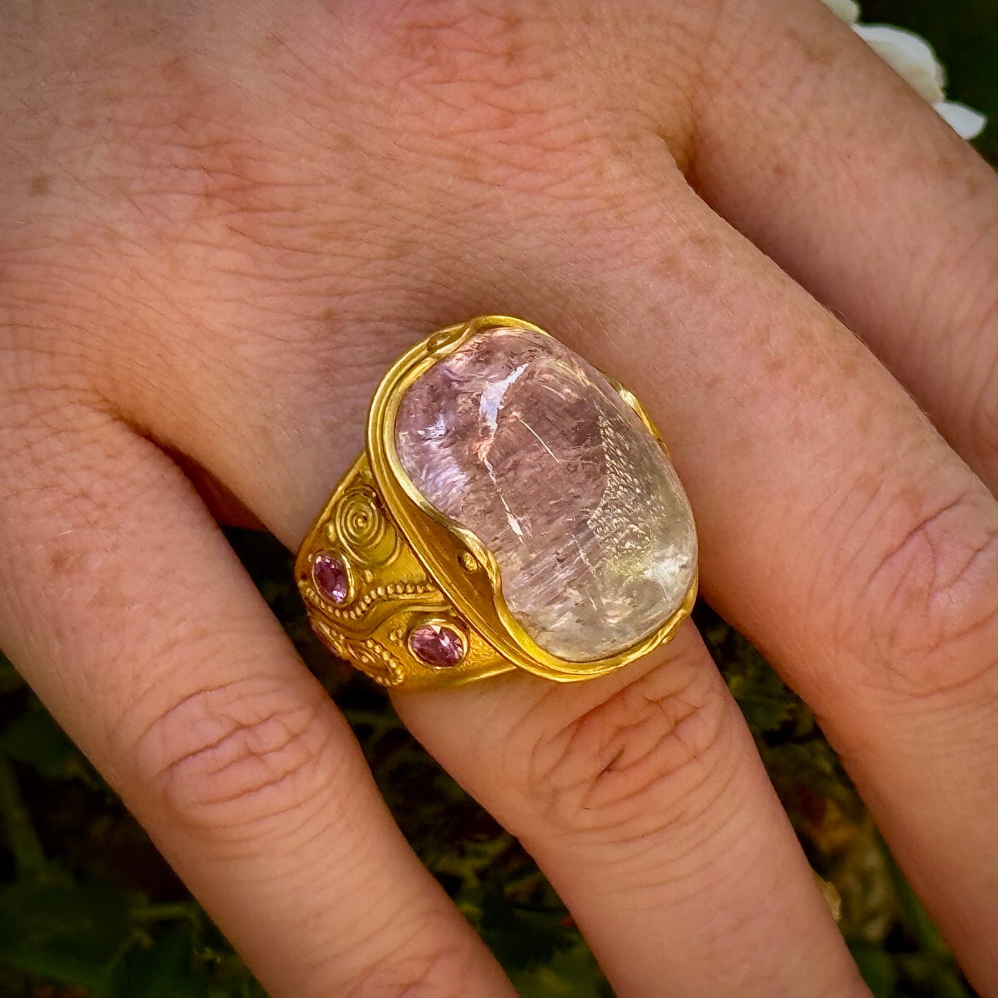 "Klimt" Ring (Kunzite, Pink Sapphire, 22k Gold)