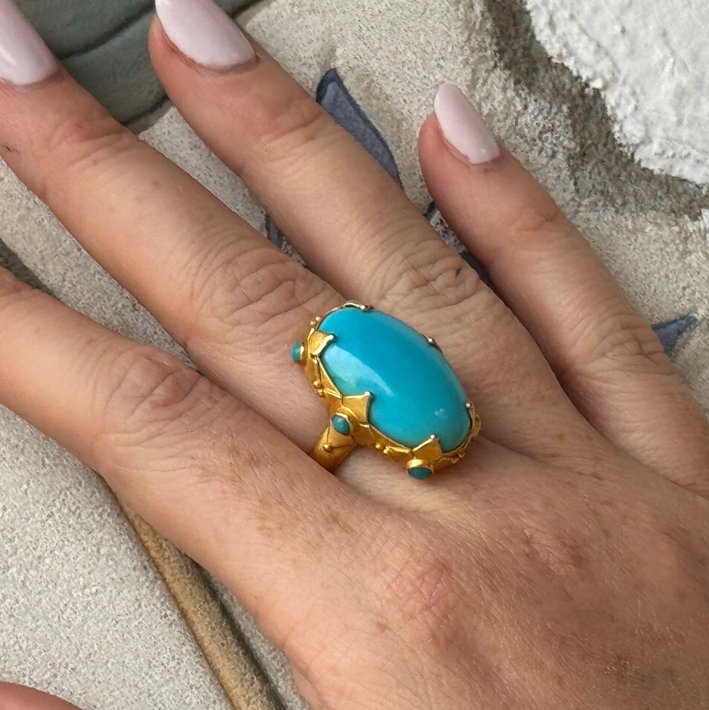 "Maltese" Ring (Sleeping Beauty Turquoise, 22k Gold)