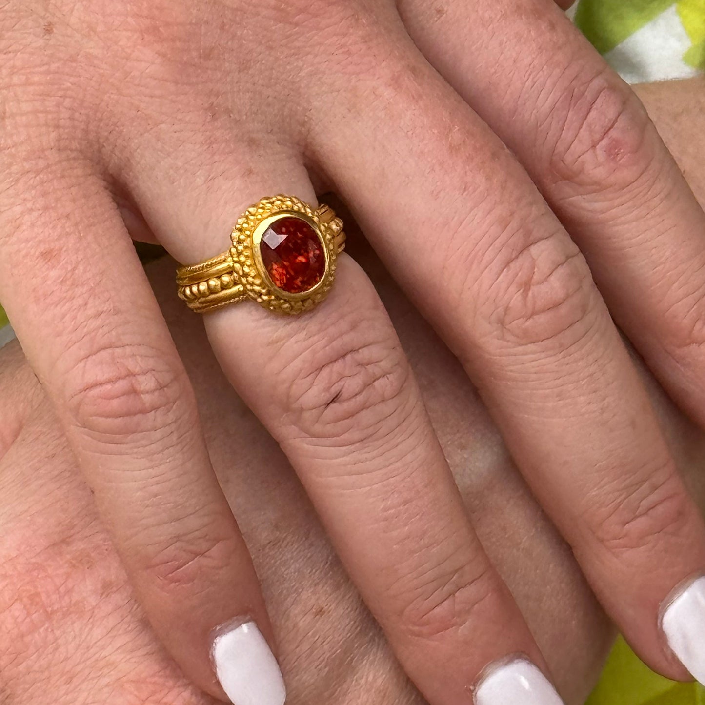 "Fancy Sparkler" Ring (Hessonite Garnet, 22k Gold)