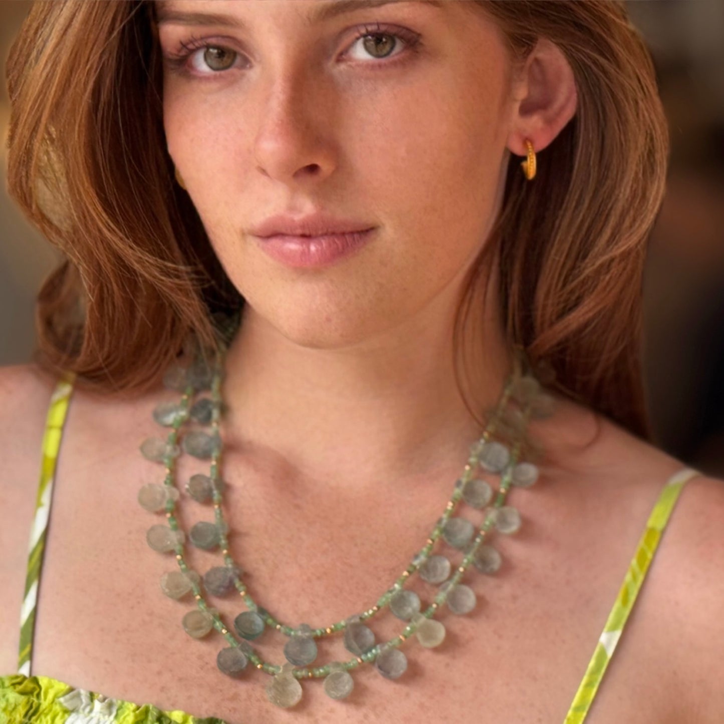 "Atlantis" Necklace (Roman Glass, 18k, 22k Gold)