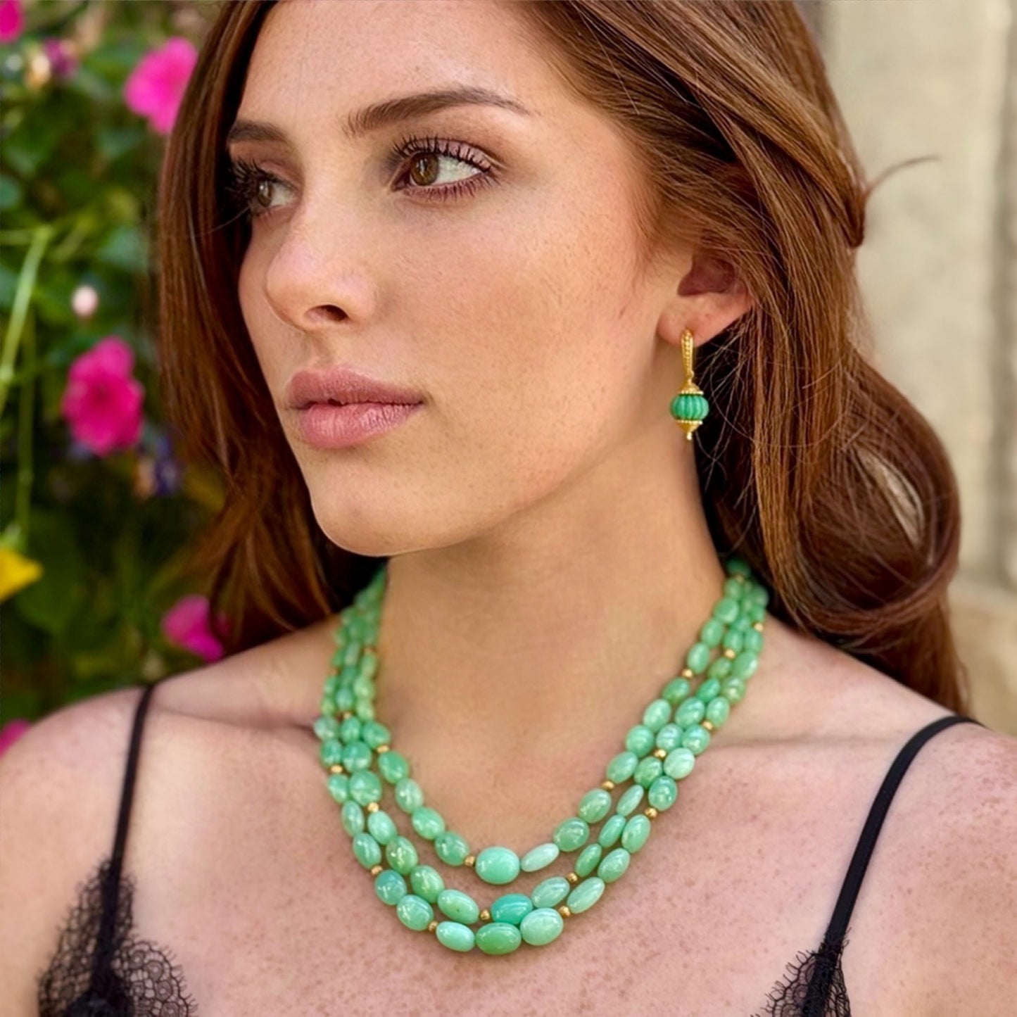 "Pumpkin" Drops for Hook Earrings (Chrysoprase Agate, 18k, 22k Gold)