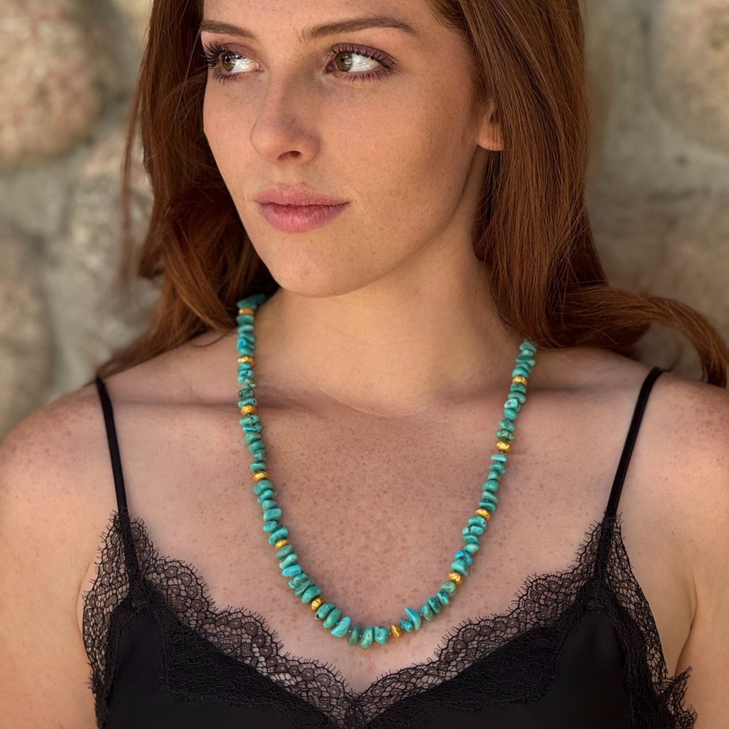 "Santa Fe Lola" (Arizona Turquoise, 22k, 18k Gold)