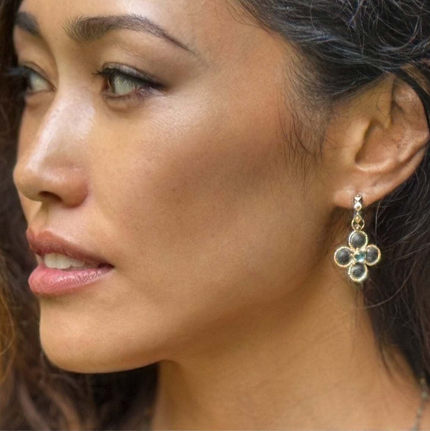 "Gotham" Drops for Hoop Earrings (Australian Opal, 18k Gold, Oxidized Sterling Silver)