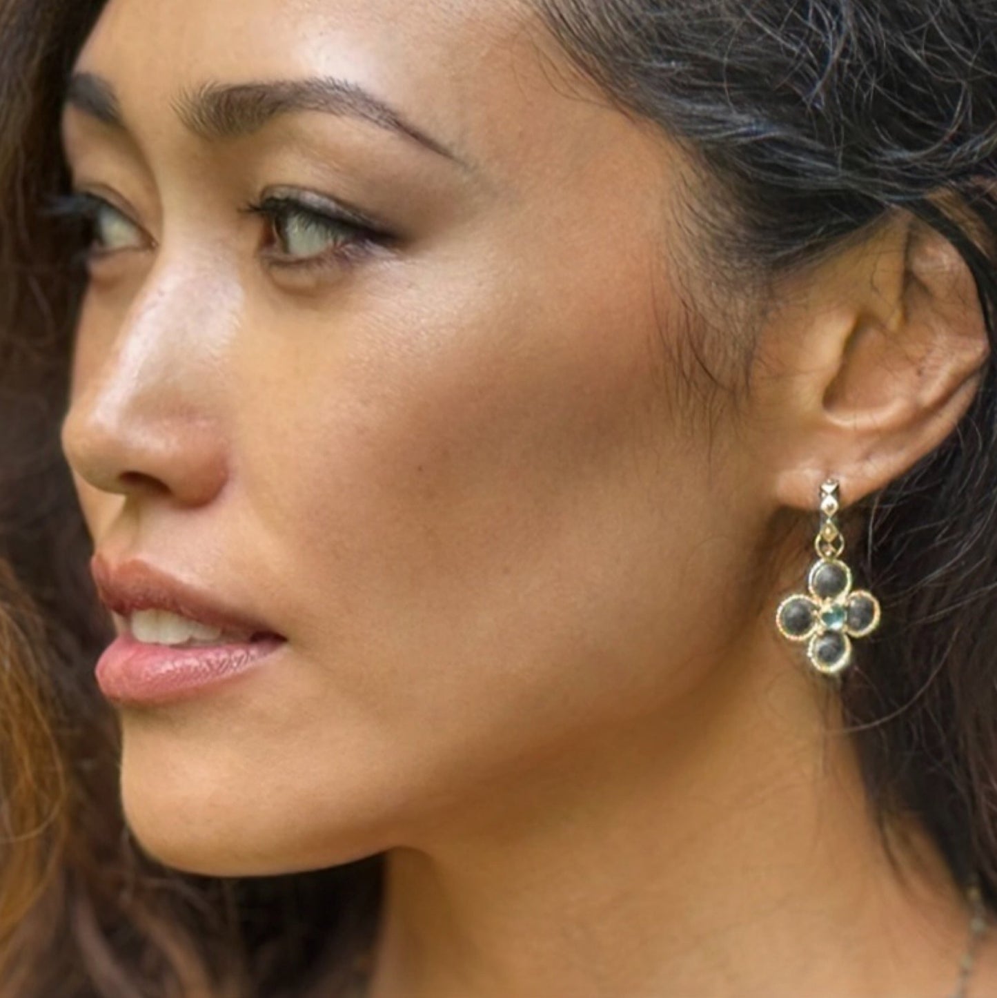 "Gotham" Drops for Hoop Earrings (Blue Tourmaline, 18k Gold, Oxidized Sterling Silver)