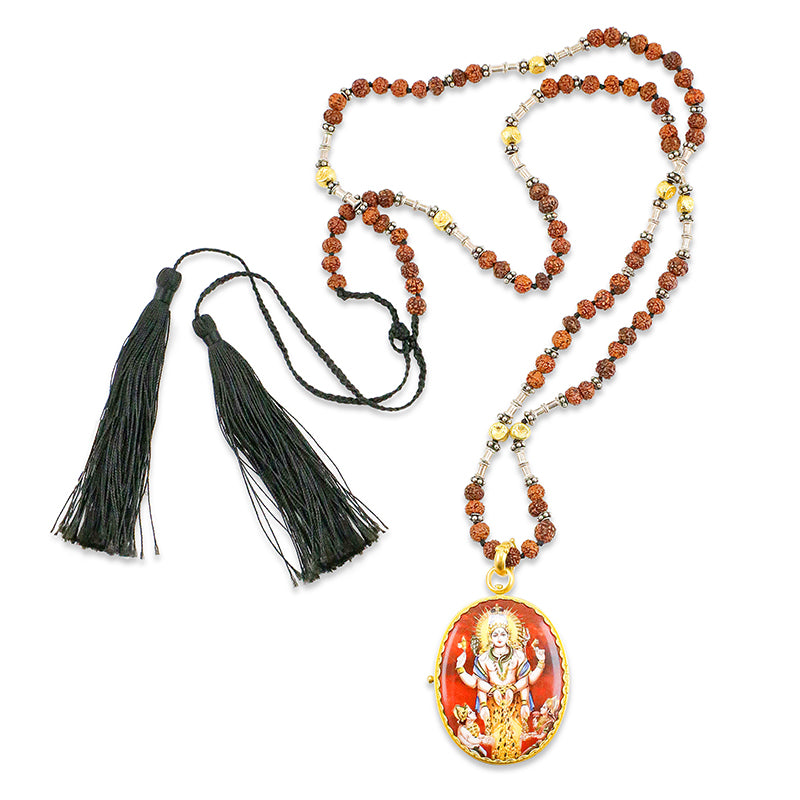 "Shiva Prayer Locket" Pendant (Copper Enamel, Sapphire, 22k Gold)