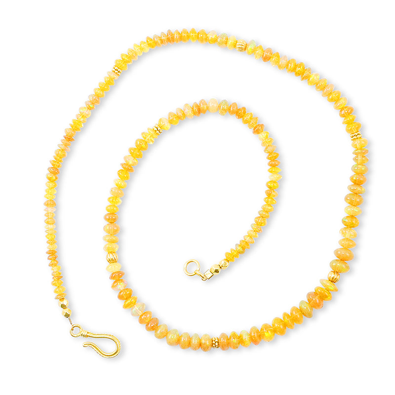 "Short Lola" Necklace (Ethiopian Welo Opal Beads, 18k, 22k Gold)