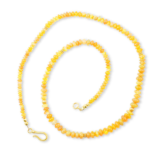 "Short Lola" Necklace (Ethiopian Welo Opal Beads, 18k, 22k Gold)