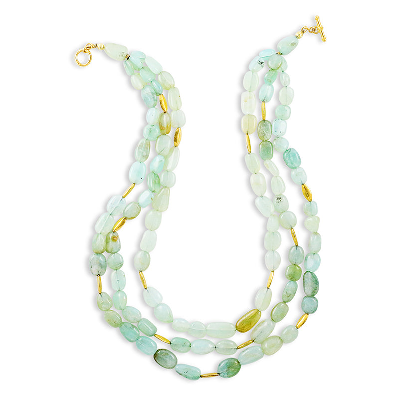 "3-Strand Lana" Necklace (Peruvian Opal, 18k, 22k Gold)