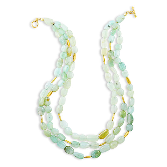 "3-Strand Lana" Necklace (Peruvian Opal, 18k, 22k Gold)
