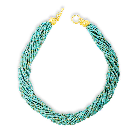 "Multi Twist Torsade" Necklace (Chinese Turquoise, 18k, 22k Gold)