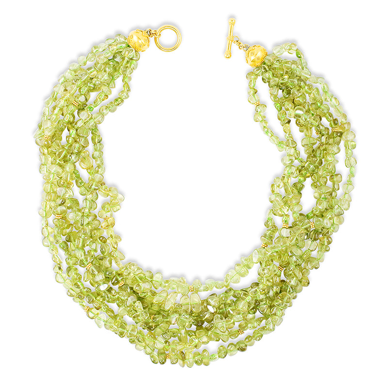 "Multi Twist Torsade" Necklace (Green Garnet, 18k, 22k Gold)