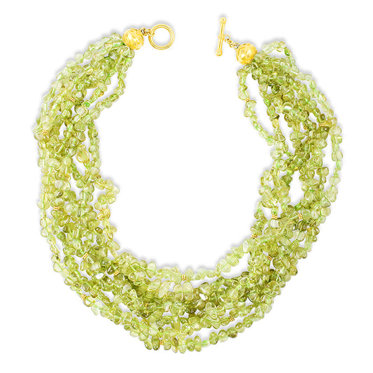 "Multi Twist Torsade" Necklace (Green Garnet, 18k, 22k Gold)