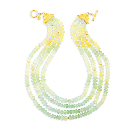 "Lana Ombre" Necklace (Prehnite Beads, 18k, 22k Gold)