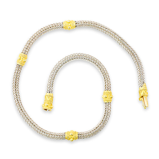 "Etrusca Chain" Necklace (Sterling Silver, 22k Gold)