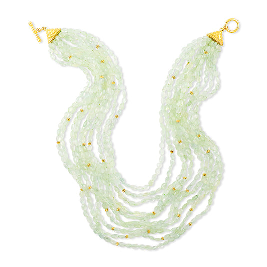 "Lana" Necklace (Prehnite, 18k, 22k Gold)