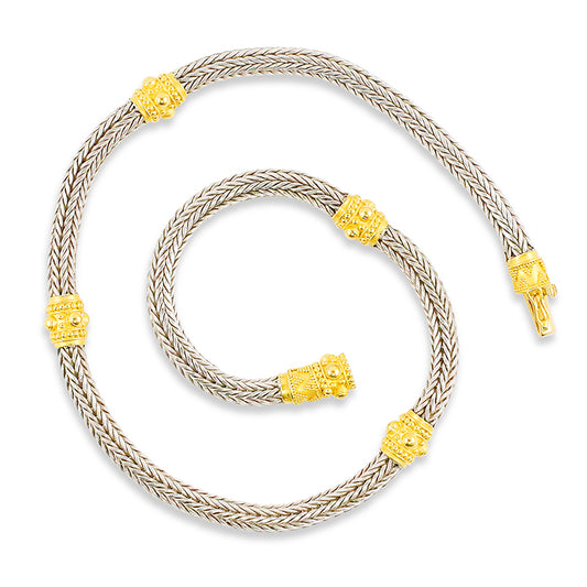 "Etrusca" Chain Necklace (Sterling Silver, 22k Gold)