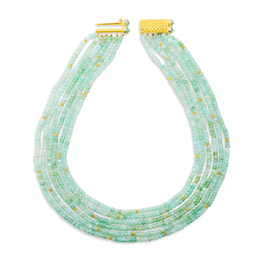 "Lana 5-Strand" Necklace (Peruvian Opal Beads, 22k Gold)