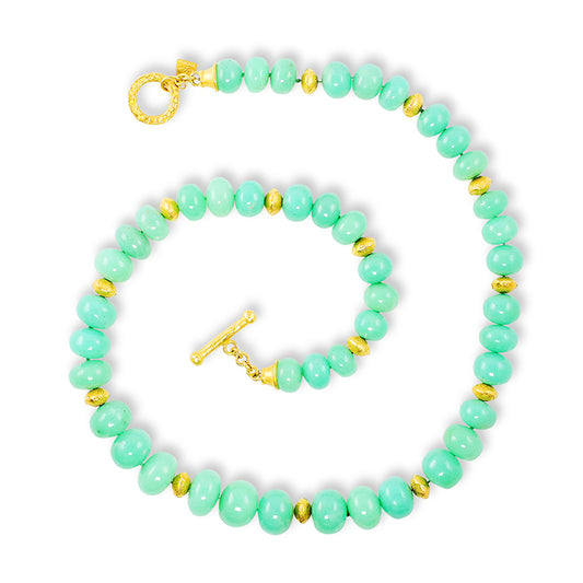 "Lola Cancun" Necklace (Chrysoprase Agate, 22k, 18k Gold)