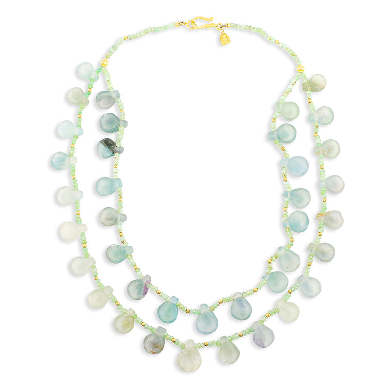 "Atlantis" Necklace (Roman Glass, 18k, 22k Gold)