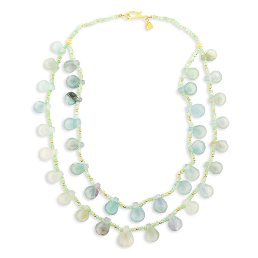 "Atlantis" Necklace (Roman Glass, 18k, 22k Gold)