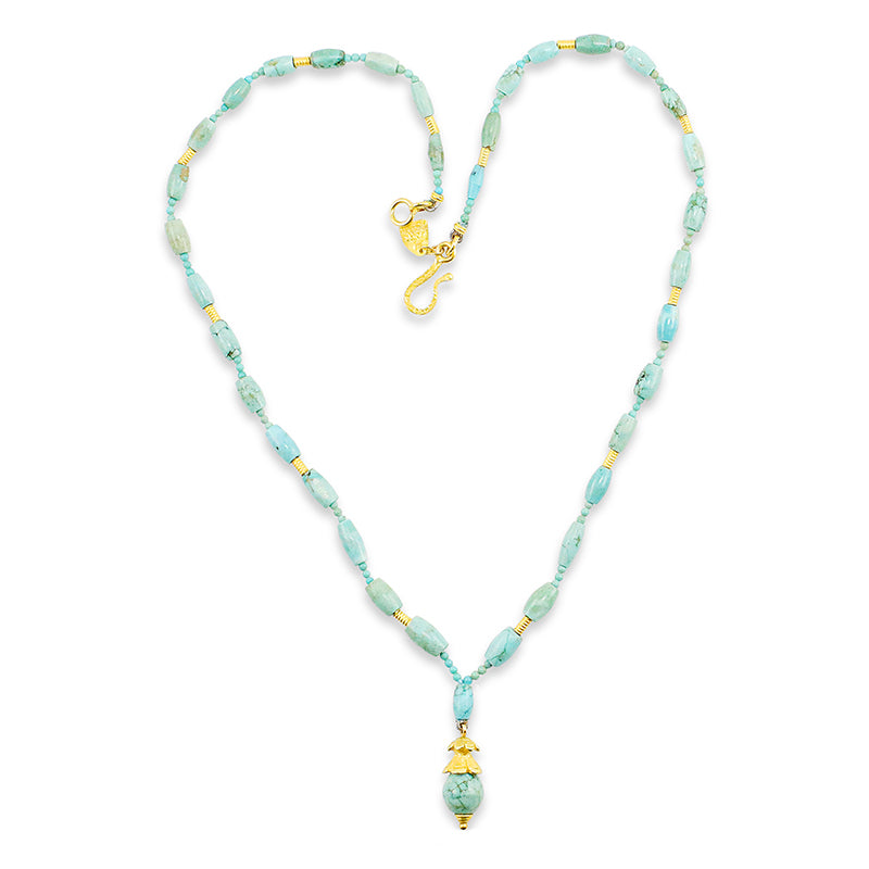 "Lola Khmer" Necklace (Turquoise, 22k, 18k Gold)