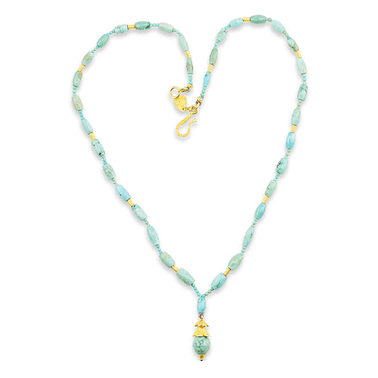 "Lola Khmer" Necklace (Turquoise, 22k, 18k Gold)