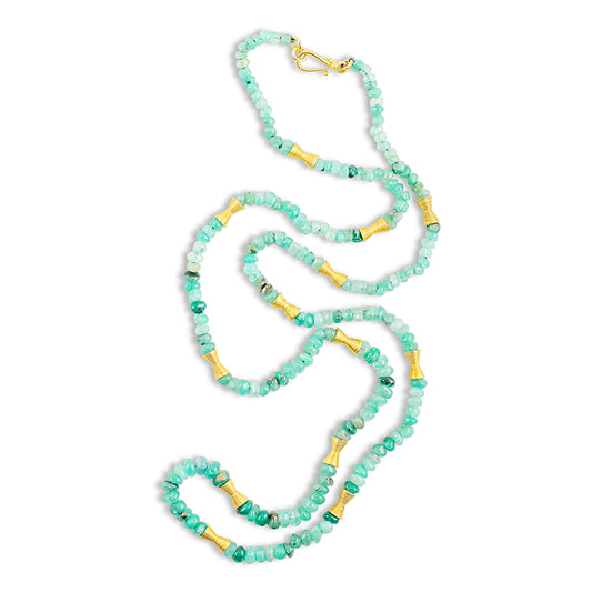 "Long Lola" Necklace (Emerald Beads, 18k, 22k Gold)