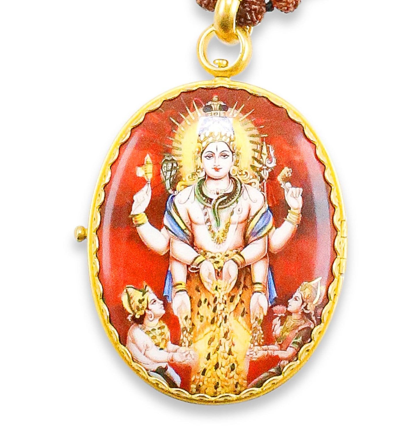 "Shiva Prayer Locket" Pendant (Copper Enamel, Sapphire, 22k Gold)
