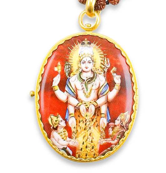 "Shiva Prayer Locket" Pendant (Copper Enamel, Sapphire, 22k Gold)