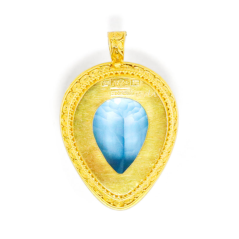 "Susie Spiral" Pendant (Swiss Blue Topaz, 22k Gold)