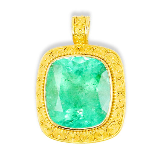 "Susie Spiral" Pendant (Emerald, 22k Gold)