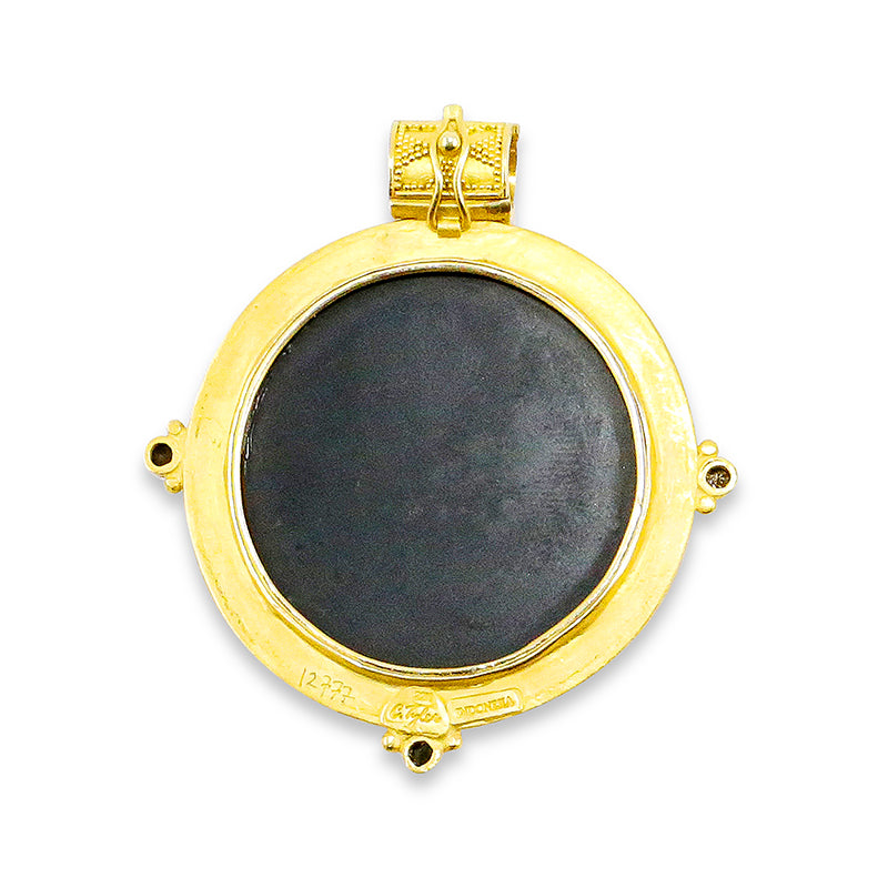 "Pisa" Pendant (Venetian Glass Intaglio, Black Diamond, 22k Gold)
