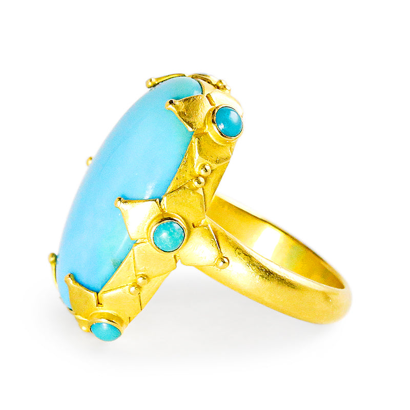 "Maltese" Ring (Sleeping Beauty Turquoise, 22k Gold)