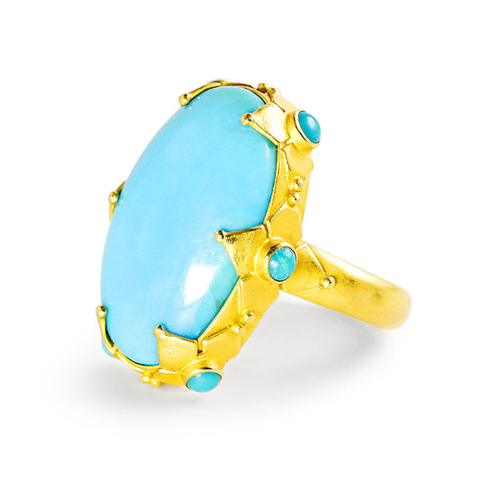 "Maltese" Ring (Sleeping Beauty Turquoise, 22k Gold)