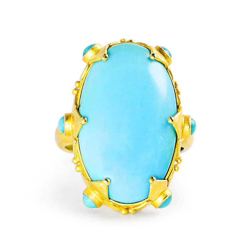 "Maltese" Ring (Sleeping Beauty Turquoise, 22k Gold)