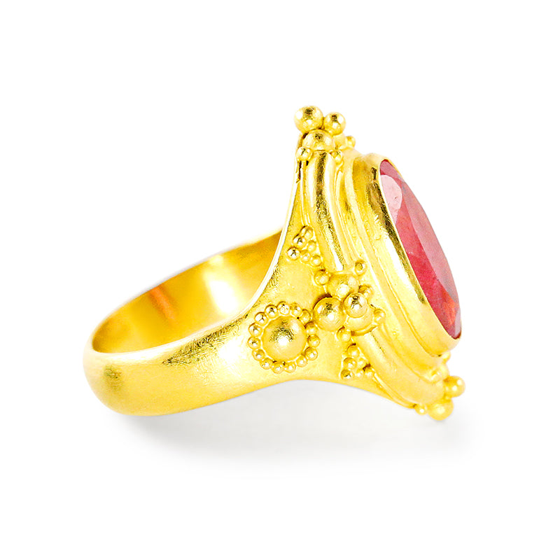 "Princess" Ring (Rhodonite, 22k Gold)