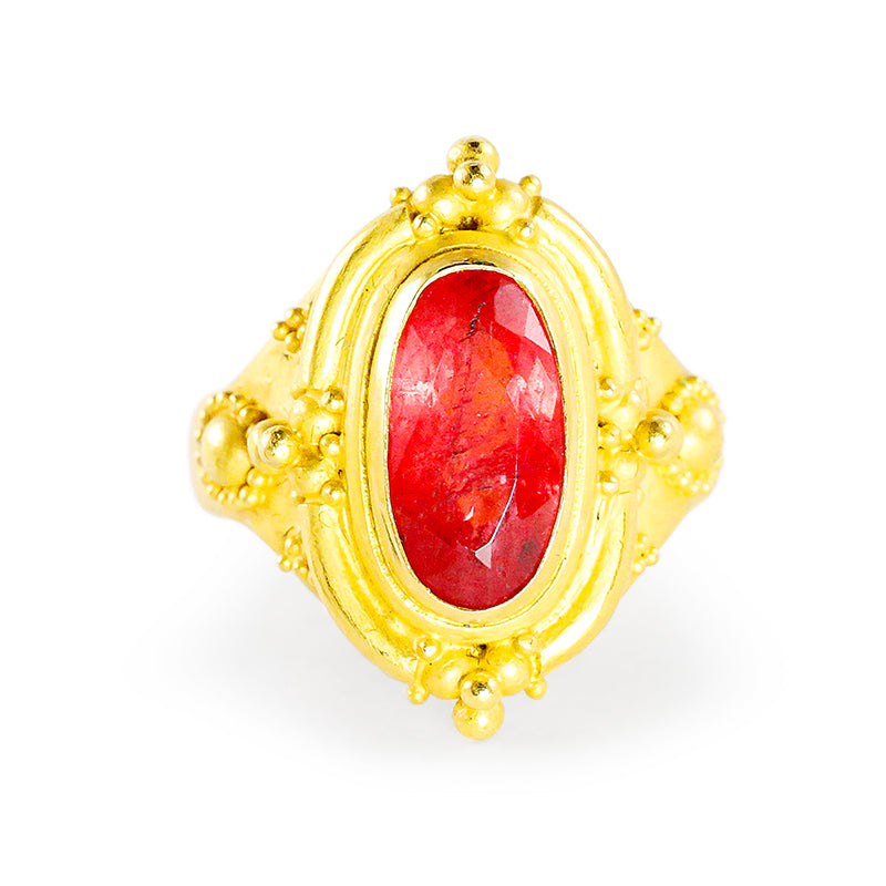 "Princess" Ring (Rhodonite, 22k Gold)