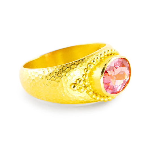 "Gypsy" Band Ring (Pink Tourmaline, 22k, 18k Gold)