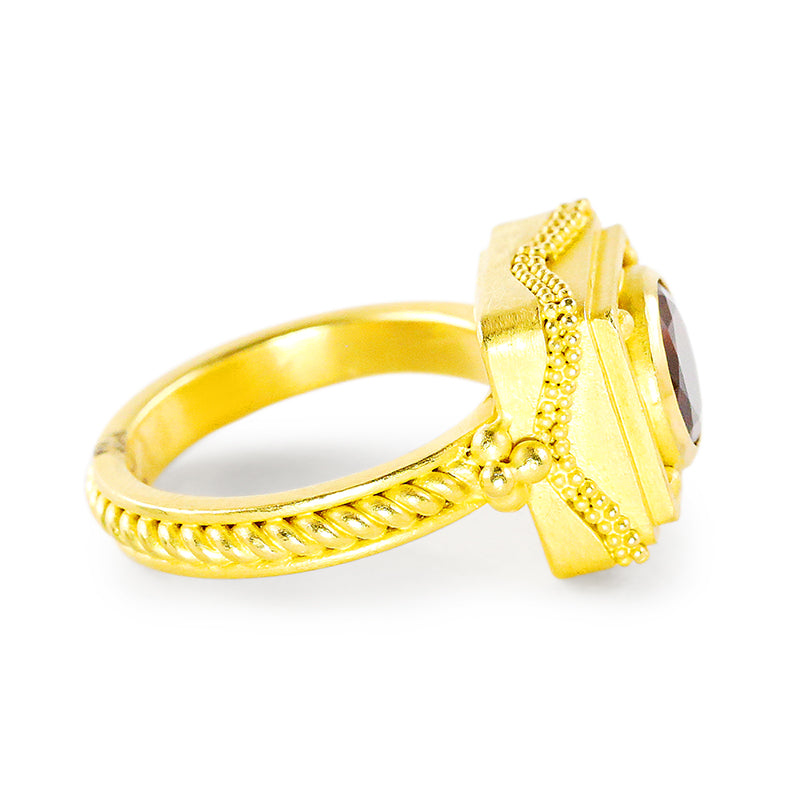 "Cairo" Ring (Purple Garnet, 22k Gold)