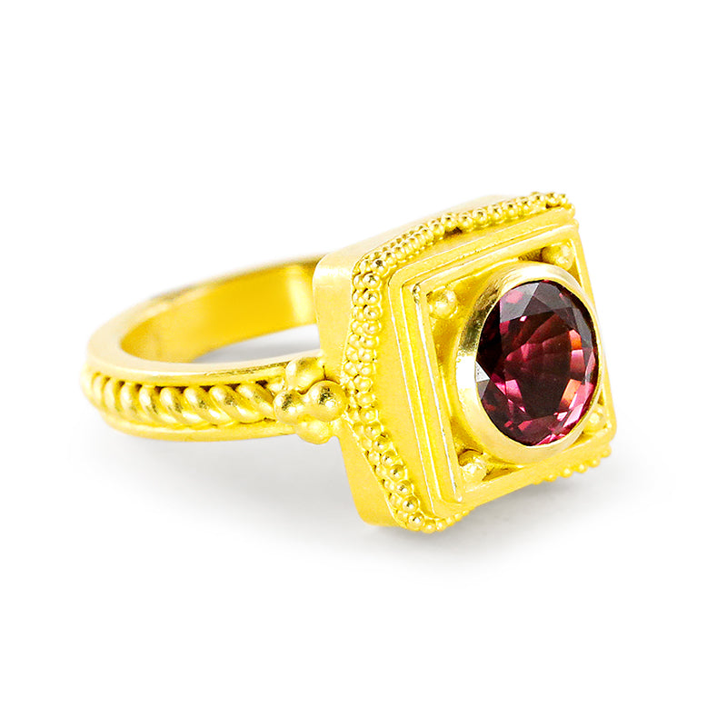 "Cairo" Ring (Purple Garnet, 22k Gold)